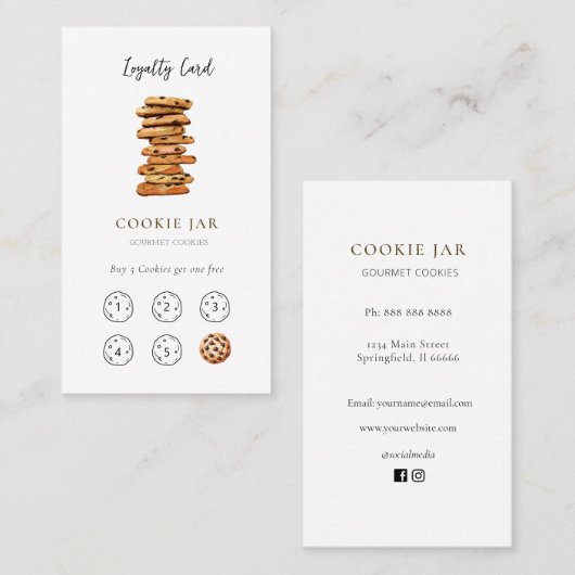 Cute Cookie shop Loyalty business card Visitenkarte (Vorne/Hinten)