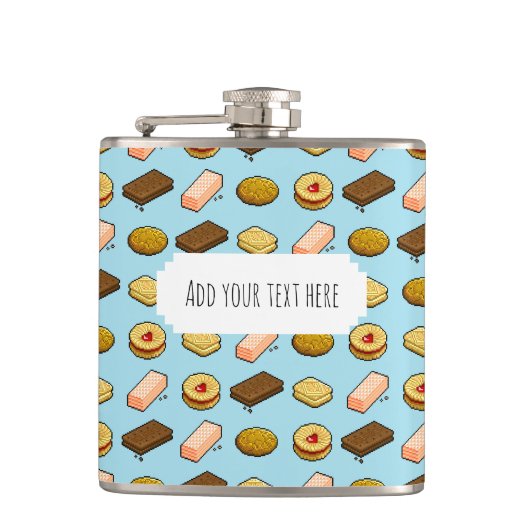 Cute Cookies Add Your Own Text Pixel Art Pattern Flachmann (Vorderseite)