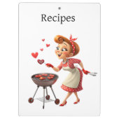 Cute Cooking Love Red Hearts Clipboard  Klemmbrett (Rückseite)