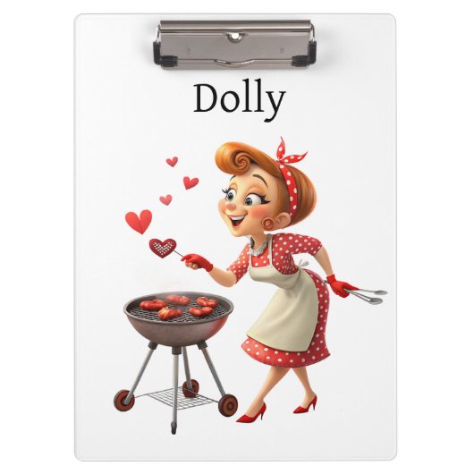 Cute Cooking Love Red Hearts Clipboard  Klemmbrett (Vorderseite)