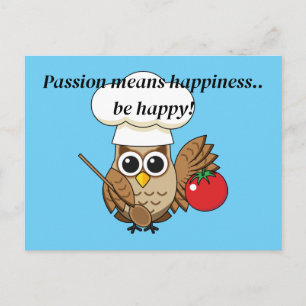 Cute Cooking Owl Cartoon   Add your Text Feiertagspostkarte