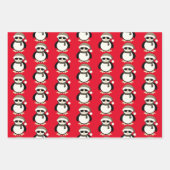 Cute cool penguin Christmas winter pattern red Geschenkpapier Set (Vorderseite)