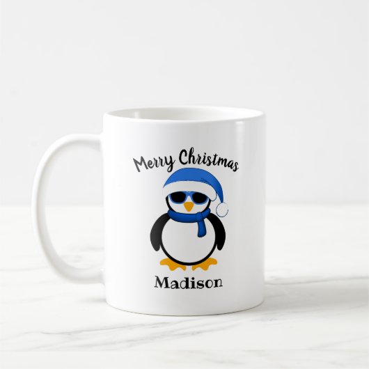 Cute cool penguin Christmas winter Personalized Kaffeetasse (Links)