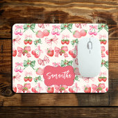 Cute Coquette aesthetic girly strawberry pattern Mousepad