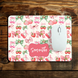 Cute Coquette aesthetic girly strawberry pattern Mousepad