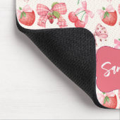 Cute Coquette aesthetic girly strawberry pattern Mousepad (Ecke)