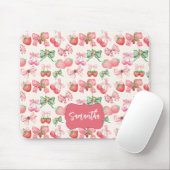 Cute Coquette aesthetic girly strawberry pattern Mousepad (Mit Mouse)