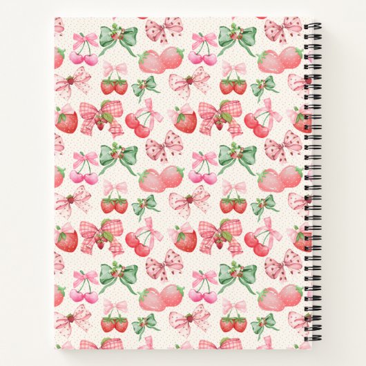 Cute Coquette aesthetic girly strawberry pattern Notizblock (Rückseite)