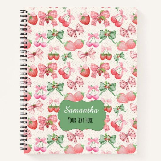Cute Coquette aesthetic girly strawberry pattern Notizblock (Vorderseite)
