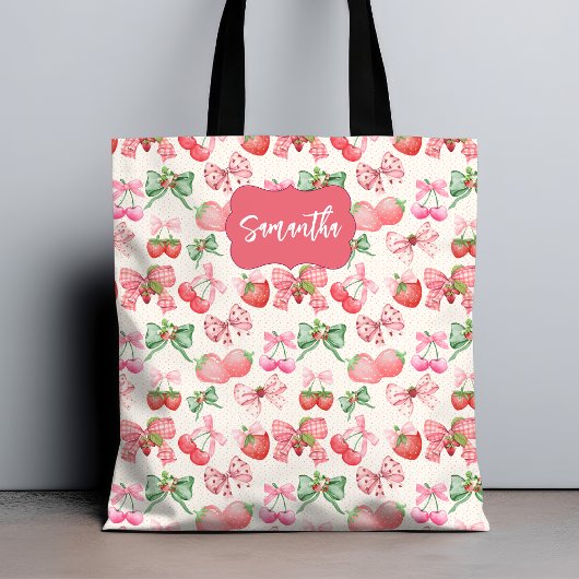 Cute Coquette aesthetic girly strawberry pattern Tasche