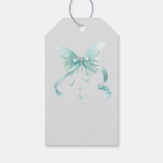 Cute Coquette Blue  Bow Personalized Gift From Geschenkanhänger (Rückseite)