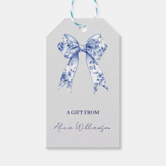 Cute Coquette Blue Bow Personalized Gift From Geschenkanhänger (Vorderseite)
