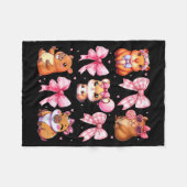 Cute Coquette Bow Capybara Pajamas Pjs Clothes Gir Fleecedecke (Vorderseite (Horizontal))