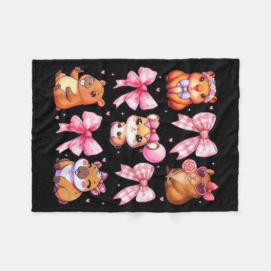 Cute Coquette Bow Capybara Pajamas Pjs Clothes Gir Fleecedecke (Vorderseite (Horizontal))