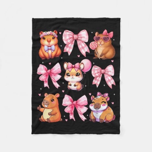 Cute Coquette Bow Capybara Pajamas Pjs Clothes Gir Fleecedecke (Vorderseite)