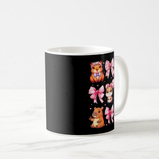 Cute Coquette Bow Capybara Pajamas Pjs Clothes Gir Kaffeetasse (VorderseiteRechts)
