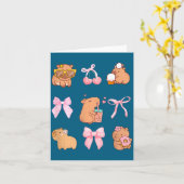 Cute Coquette Bow Capybara Pajamas Pjs Clothes Gir Karte (Gelbe Blume)