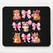 Cute Coquette Bow Capybara Pajamas Pjs Clothes Gir Mousepad (Vorne)