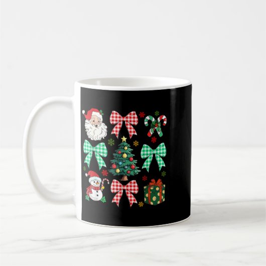 Cute Coquette Bow Christmas Tree Santa Gingerbread Kaffeetasse (Links)
