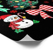 Cute Coquette Bow Christmas Tree Santa Gingerbread Poster (Ecke)