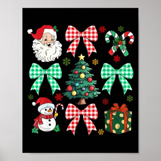 Cute Coquette Bow Christmas Tree Santa Gingerbread Poster (Vorne)