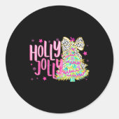Cute Coquette Bow Girls Christmas Tree Merry Xmas Runder Aufkleber (Vorderseite)