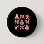 Cute Coquette Bow Nk Christmas Tree Santa Gingerbr Button (Vorderseite)