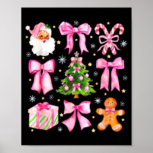 Cute Coquette Bow Nk Christmas Tree Santa Gingerbr Poster (Vorne)