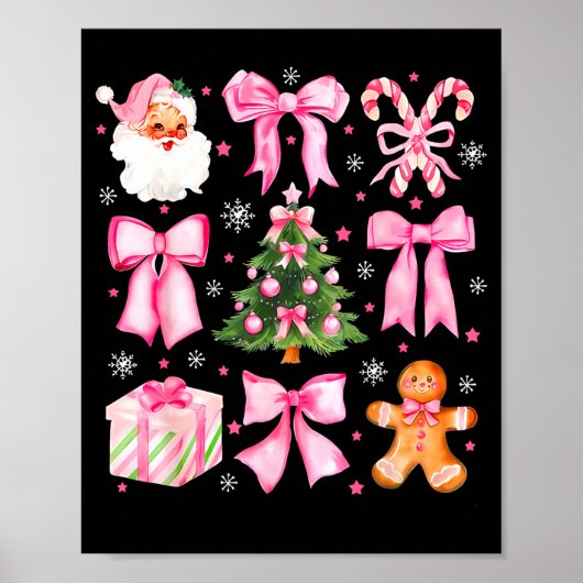 Cute Coquette Bow Nk Christmas Tree Santa Gingerbr Poster (Vorne)