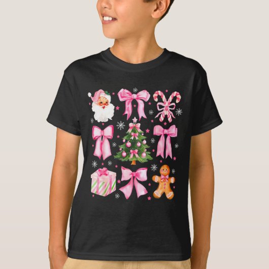 Cute Coquette Bow Nk Christmas Tree Santa Gingerbr T-Shirt (Vorderseite)