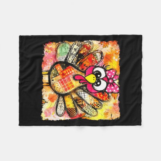 Cute Coquette Bow Patchwork Autumn Fall Thanksgivi Fleecedecke (Vorderseite (Horizontal))