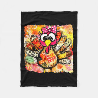 Cute Coquette Bow Patchwork Autumn Fall Thanksgivi Fleecedecke