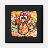 Cute Coquette Bow Patchwork Autumn Fall Thanksgivi Magnet (Vorne)