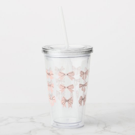Cute Coquette Bow Pattern Blush Pink Acryltrinkbecher (Links)