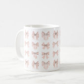 Cute Coquette Bow Pattern Blush Pink Kaffeetasse (Vorderseite Links)