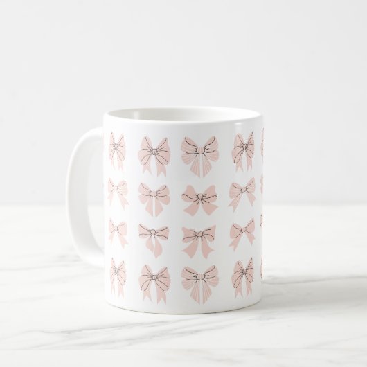 Cute Coquette Bow Pattern Blush Pink Kaffeetasse (Vorderseite Links)