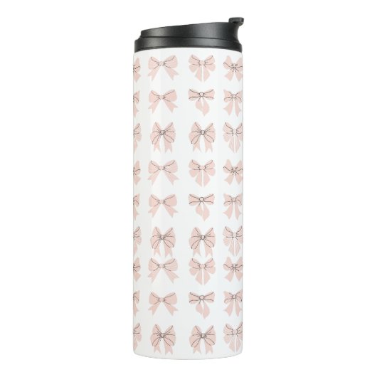 Cute Coquette Bow Pattern Blush Pink Thermosbecher (Nach links gedreht)