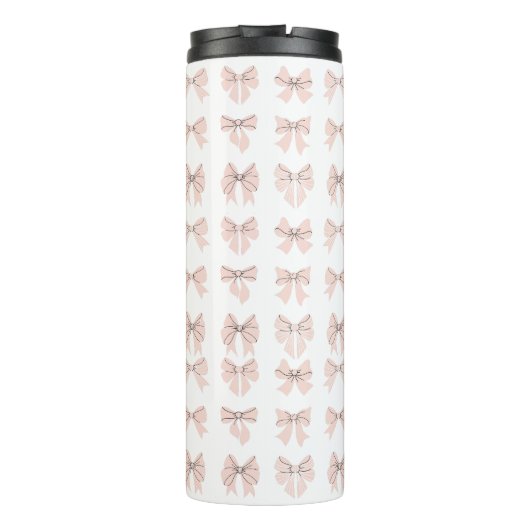 Cute Coquette Bow Pattern Blush Pink Thermosbecher (Rückseite)