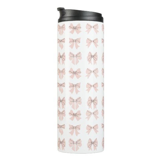 Cute Coquette Bow Pattern Blush Pink Thermosbecher (Nach rechts gedreht)