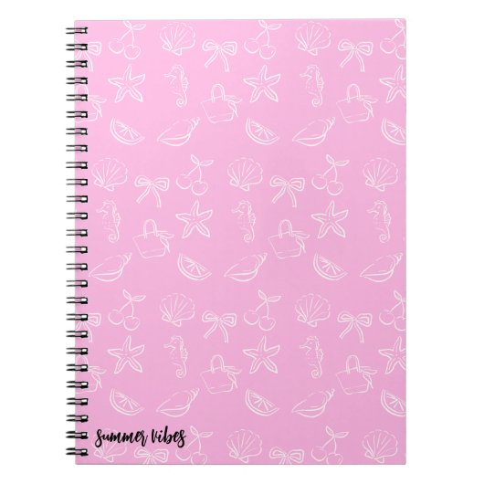 Cute Coquette Bows and Cherries Pattern Notebook Notizblock (Vorderseite)