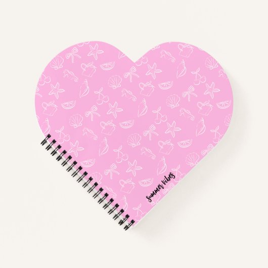 Cute Coquette Bows and Cherries Pattern Notebook Notizblock (Vorderseite)