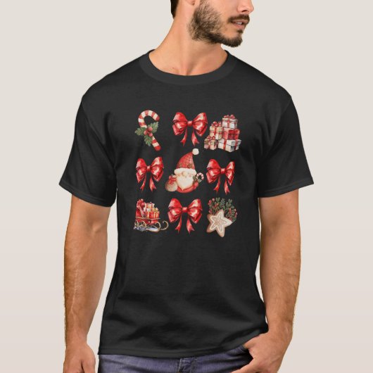 Cute Coquette Bows Christmas Santa Gingerbread Can T-Shirt (Vorderseite)