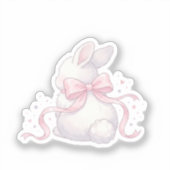 Cute Coquette Bunny Pink Ribbon Bow Easter Sticker (Vorderseite)