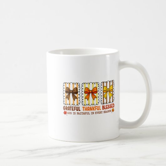 Cute Coquette Christian Fall Bow Grateful Thankful Kaffeetasse (Rechts)