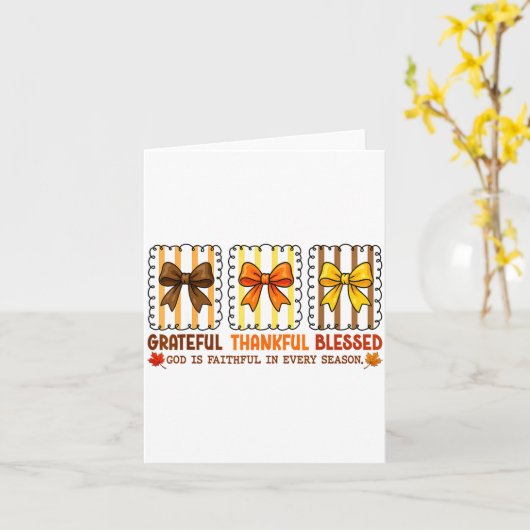 Cute Coquette Christian Fall Bow Grateful Thankful Karte (Gelbe Blume)