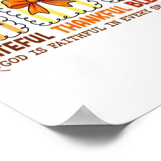 Cute Coquette Christian Fall Bow Grateful Thankful Poster (Ecke)