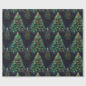 Cute Coquette Christmas trees dark navy Geschenkpapier (Flach)