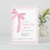 Cute Coquette Pink Bow Galentine’s Day Brunch Einladung (Stehend Vorderseite)