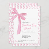 Cute Coquette Pink Bow Galentine’s Day Brunch Einladung (Vorne/Hinten)