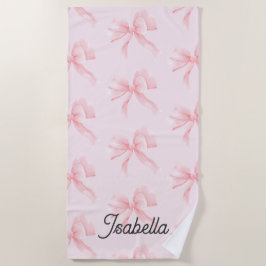 Cute Coquette Pink Bow Girl Strandtuch